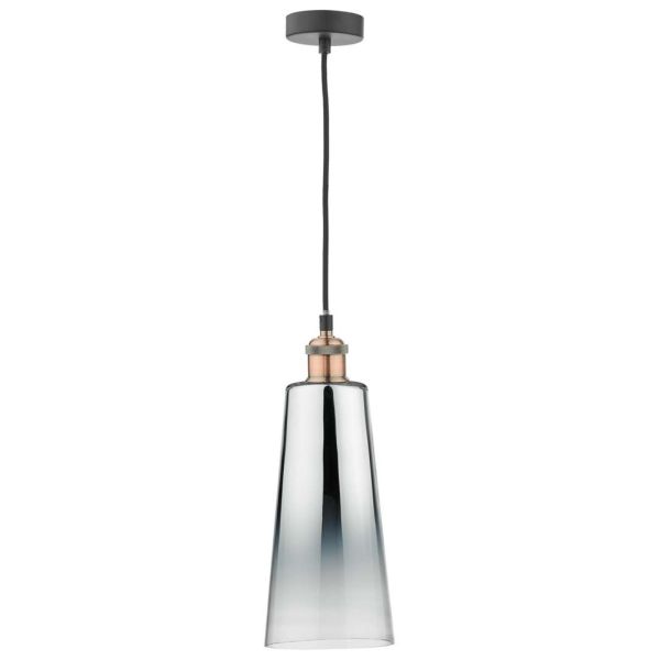 Підвісний світильник Dar Lighting WAC0164 + SMO6550 Smokey Waco 1 Light E27 Suspension Antique Copper Matt Black