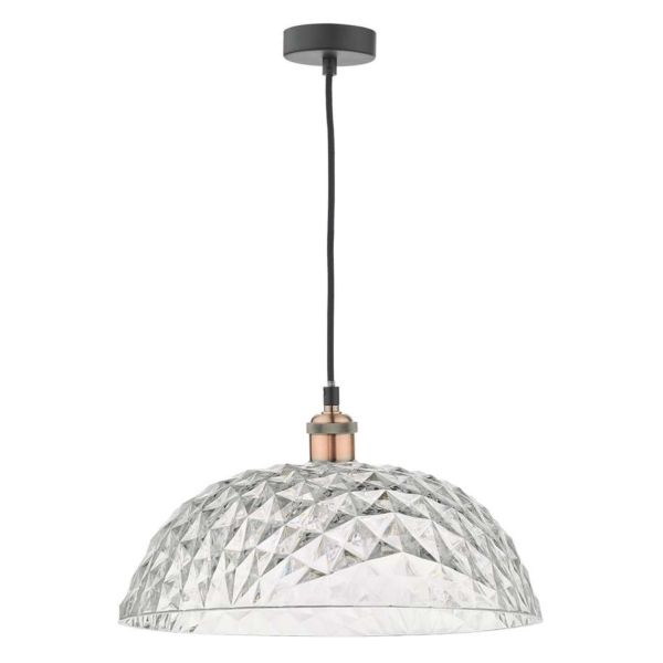 Lampa wisząca Dar Lighting WAC0164 + TOB8608 Tobin Waco 1 Light E27 Suspension Antique Copper Matt Black