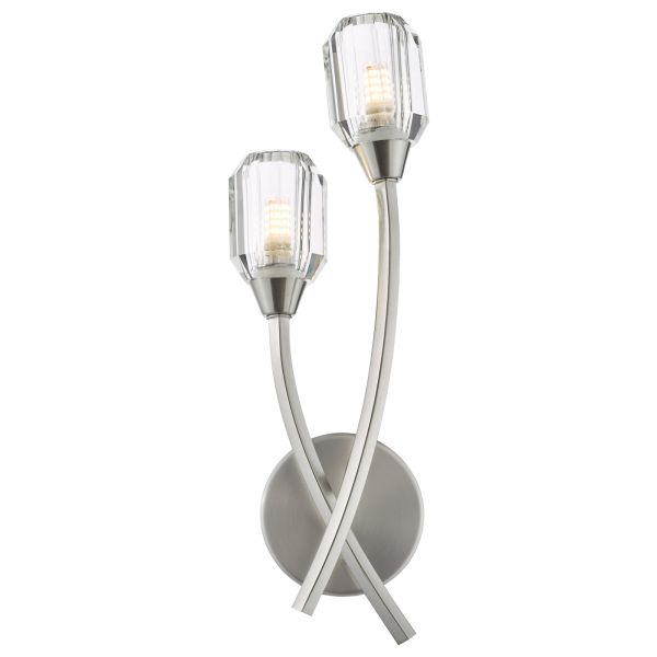 Kinkiet Dar Lighting ZON0938 Zonda 2 Light Wall Light Brushed Nickel and Crystal