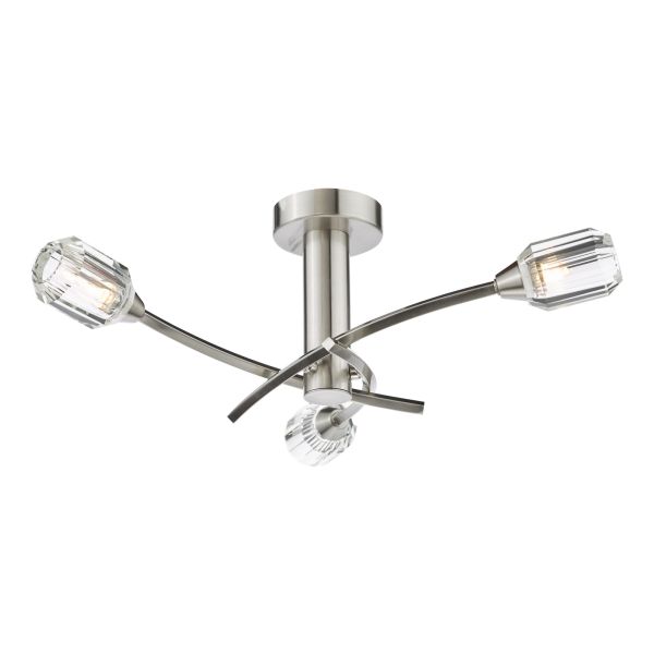 Żyrandol Dar Lighting ZON5338 Zonda 3 Light Semi-Flush Brushed Nickel and Crystal