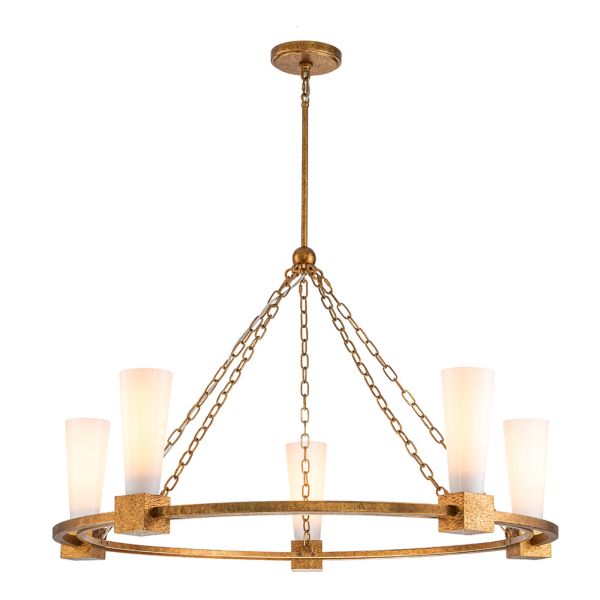 Żyrandol Elstead KRISTY5-DG-OPAL Kristy 5 lt Distressed Gold