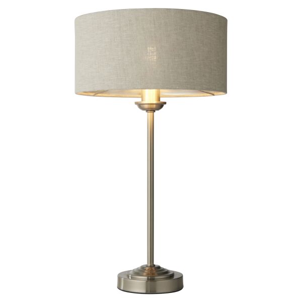 Настільна лампа Endon 100646 Highclere Table, Brushed chrome plate & natural linen