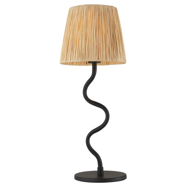 Lampa stołowa Endon 100958 Wriggle Table, Matt black & natural raffia