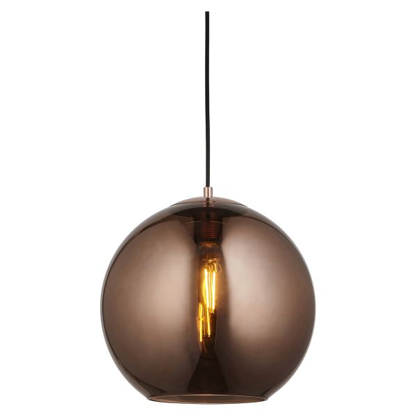Lampa wisząca Endon 102930 Boli Pendant, Copper mirrored glass & matt black paint