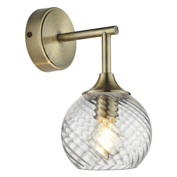 Kinkiet Endon 103173 Allegra Wall, Antique brass plate & clear spiral glass