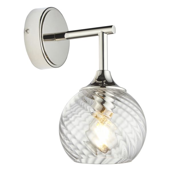 Kinkiet Endon 104052 Allegra Wall, Bright nickel plate & clear spiral glass