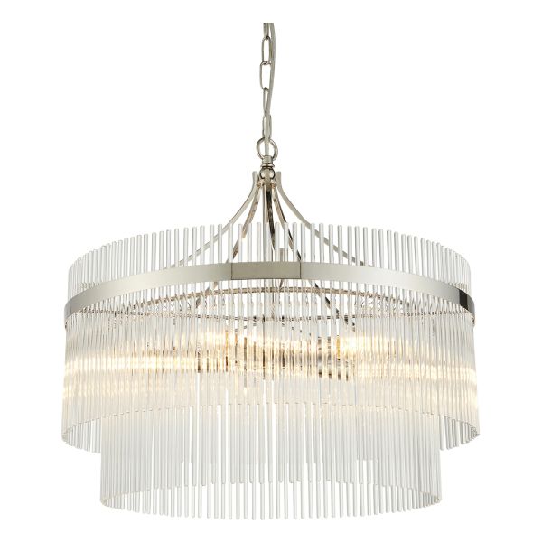 Żyrandol Endon 104112 Marietta 5lt Pendant, Bright nickel plate & clear glass