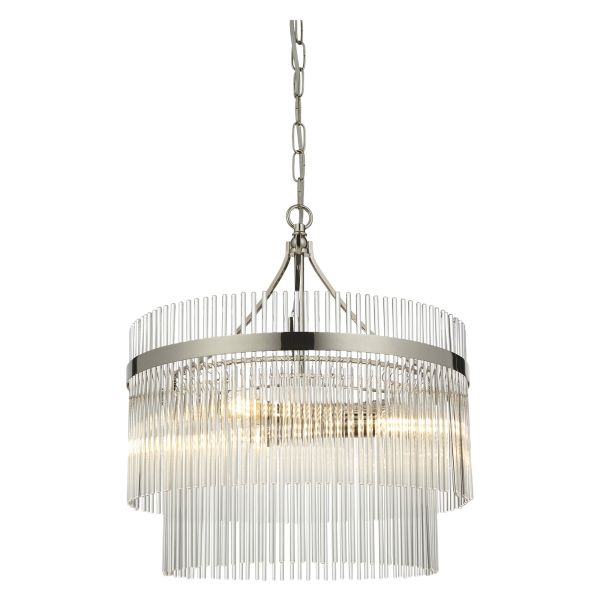 Żyrandol Endon 104113 Marietta 3lt Pendant, Bright nickel plate & clear glass