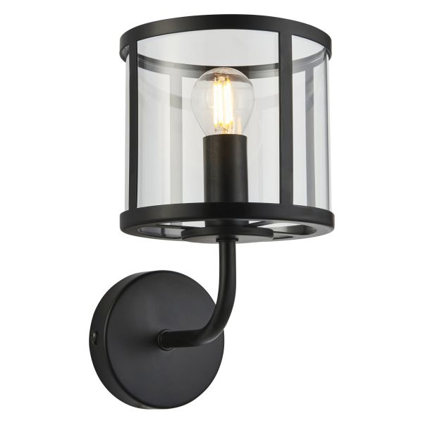 Kinkiet Endon 104193 Hopton Wall, Matt black & clear glass