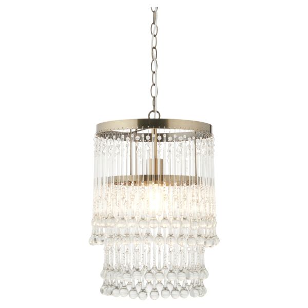 Żyrandol Endon 104503 Genevieve Pendant, Antique brass plate & clear crystal glass
