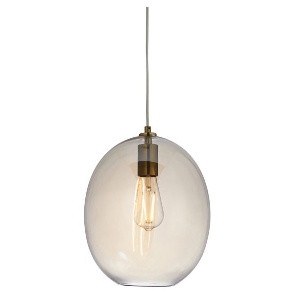 Lampa wisząca Endon 106678 Kelda Oval Pendant, Satin brass plate & champagne lustre glass