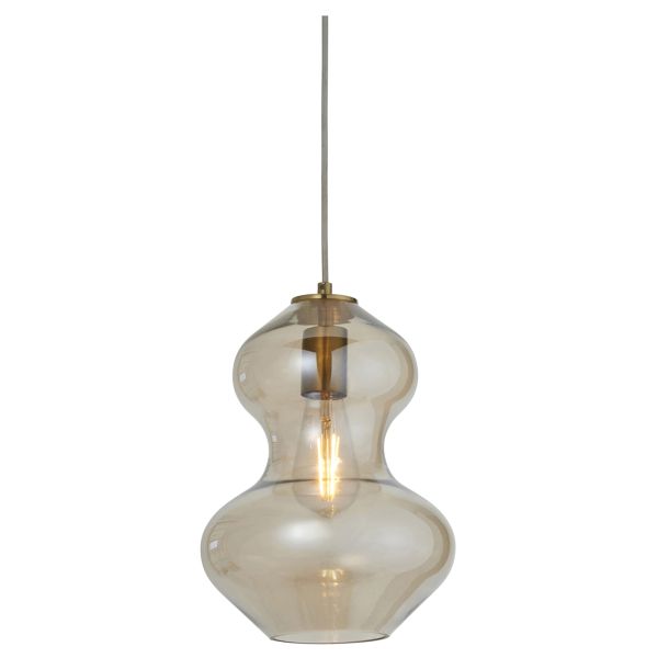 Lampa wisząca Endon 106681 Kelda Shaped Pendant, Satin brass plate & champagne lustre glass