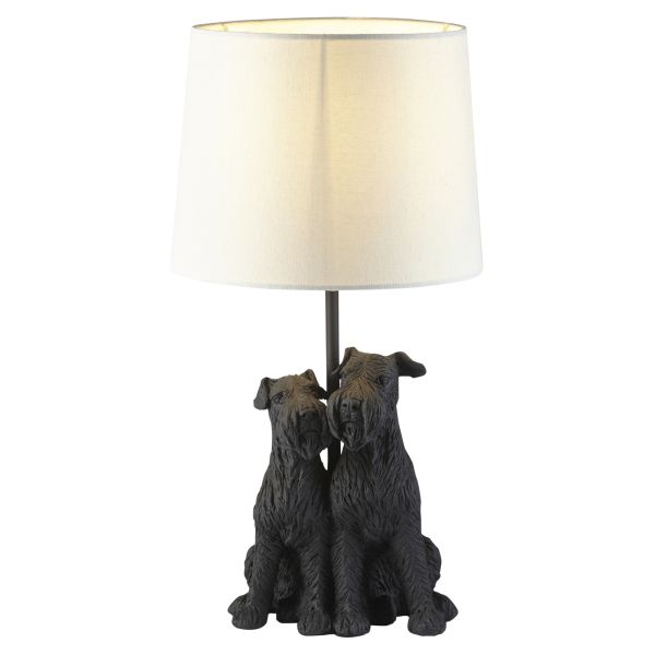Lampa stołowa Endon 106794 Schnauzer Table, Matt black & natural linen