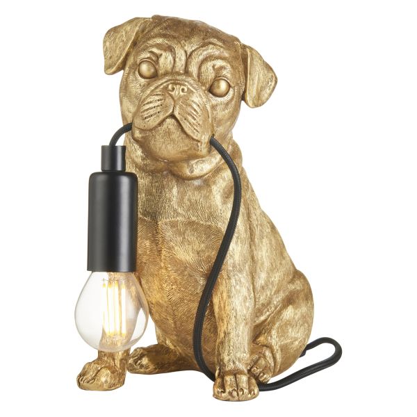 Настільна лампа Endon 107324 Pug puppy Table, Vintage gold paint & matt black