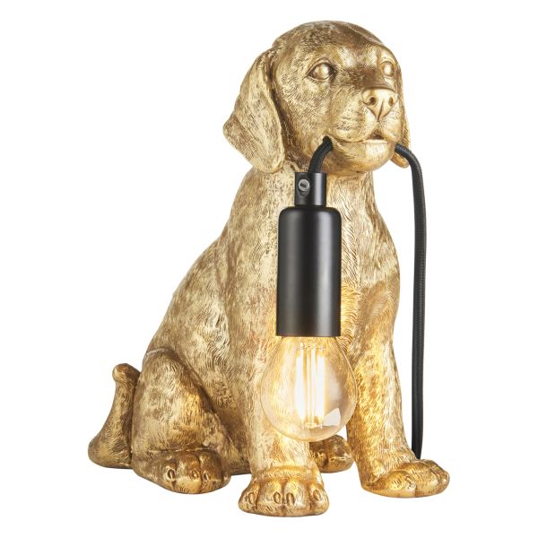 Настільна лампа Endon 107364 Labrador Puppy Table, Vintage gold paint & matt black