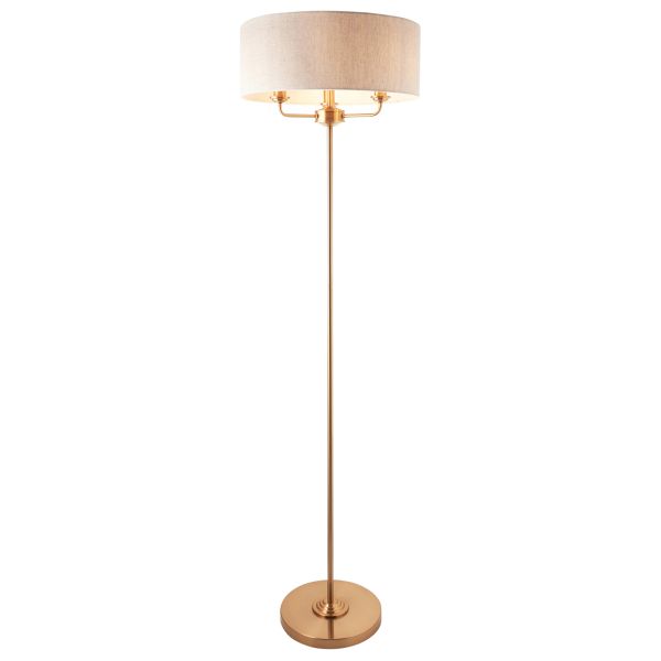 Торшер Endon 110724 Highclere 3lt Floor, Vintage brass finish & natural linen