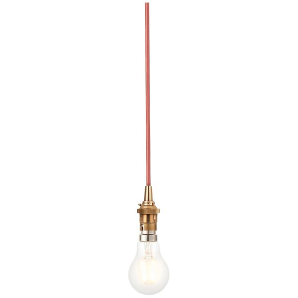 Lampa wisząca Endon 111512 Eltham Cable Set, Brushed aged brass plate & red flex