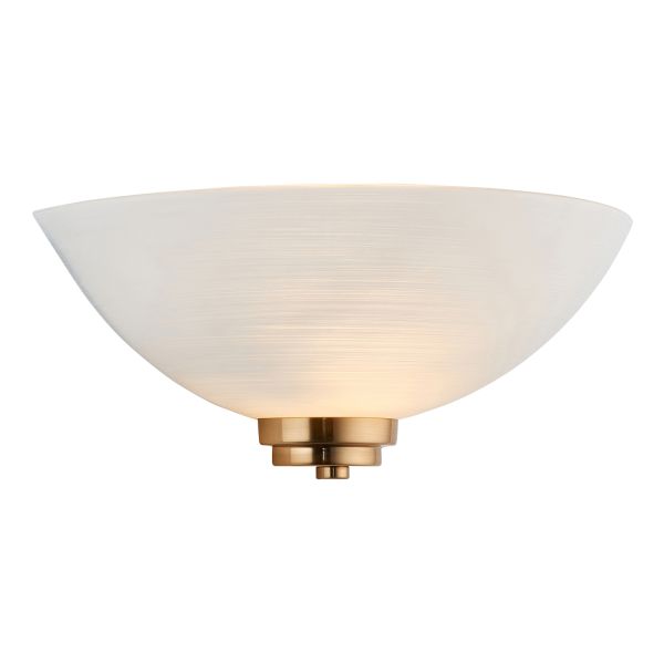 Kinkiet Endon 112439 Welles Wall, Brushed aged brass plate & white glass