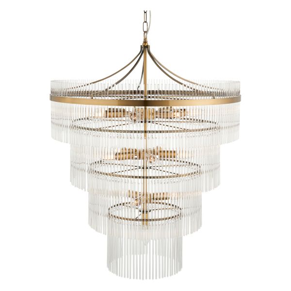 Żyrandol Endon 112576 Marietta 16lt Tiered Pendant, Antique brass plate & clear glass