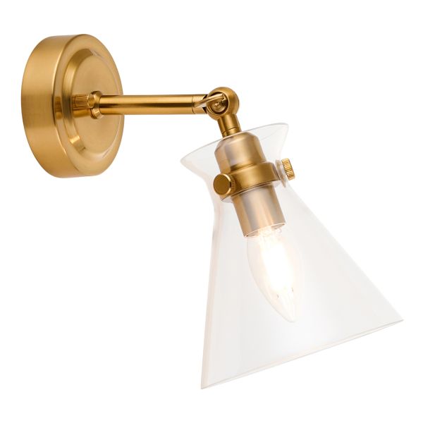 Бра Endon 112861 Harlow Wall, Brushed aged brass plate & clear glass