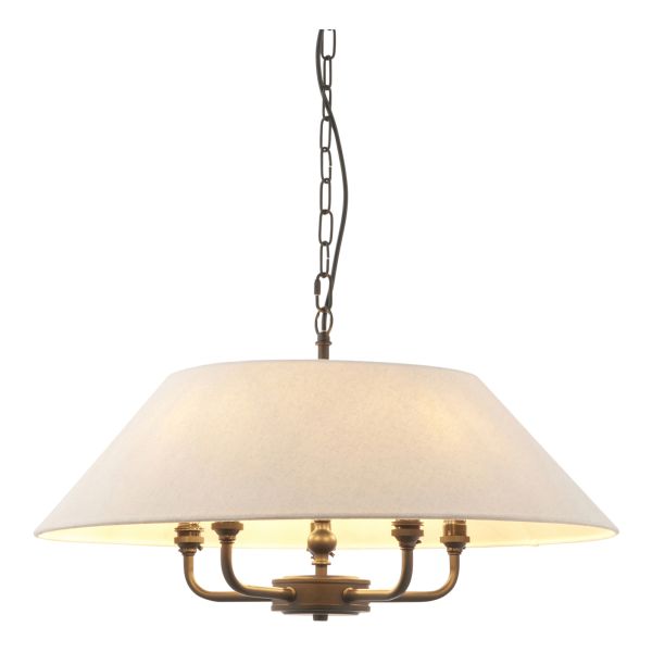 Żyrandol Endon 112955 Lille 5lt Pendant, Matt black & natural faux linen