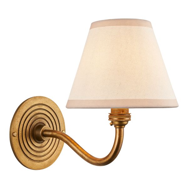 Kinkiet Endon 114101 Ripple Curve & Ivy 16cm Wall, Antique brass & vintage white fabric