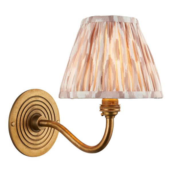 Kinkiet Endon 114102 Ripple Curve & Ikat 16cm Wall, Antique brass & neutral print fabric