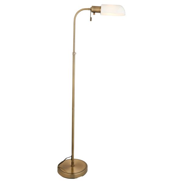 Lampa podłogowa Endon 114204 Pharmacy Reader Floor, Antique brass plate & opal glass