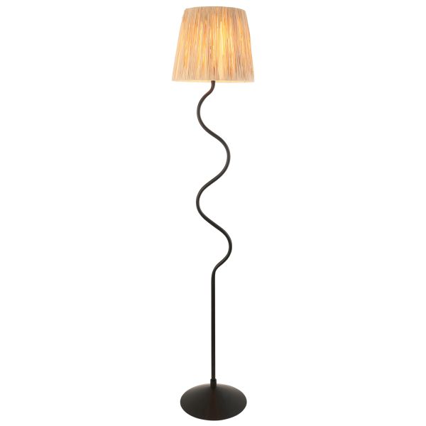 Торшер Endon 114223 Wriggle Floor, Matt black & natural raffia