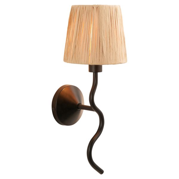 Kinkiet Endon 114226 Wriggle Wall, Matt black & natural raffia