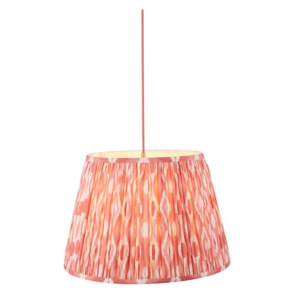 Lampa wisząca Endon 114256 Eltham & Ikat 40cm Pendant, Red, Brushed aged brass, red flex & coral pink fabric