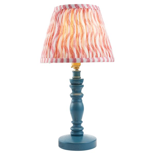 Настільна лампа Endon 114262 Bibury & Ripple 20cm Table, Satin marlin blue paint & coral pink fabric
