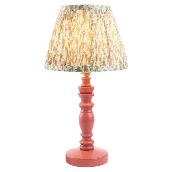 Настільна лампа Endon 114267 Bibury & Leaf 20cm Table, Satin pink clay paint & herb garden green fabric
