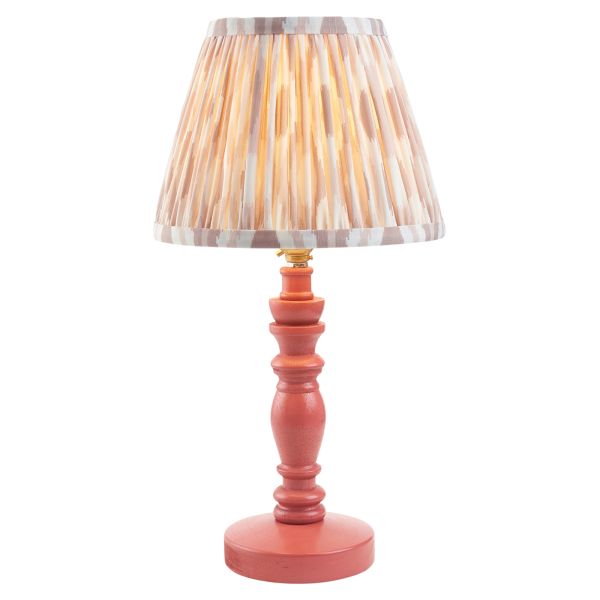 Настільна лампа Endon 114279 Bibury & Ikat 20cm Table, Satin pink clay paint & neutral print fabric