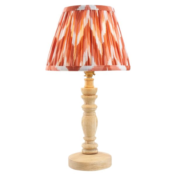 Настільна лампа Endon 114291 Bibury & Zigzag 20cm Table, Natural ash & apricot orange fabric