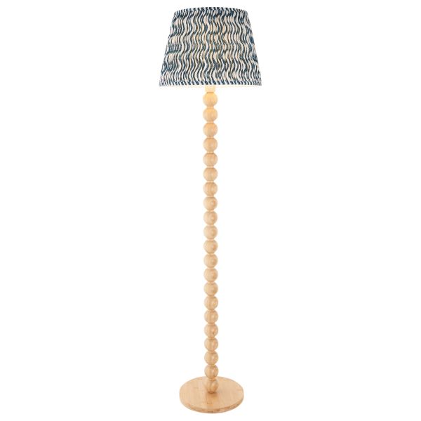 Торшер Endon 114338 Cane & Ripple 40cm Floor, Natural bamboo & marlin blue fabric
