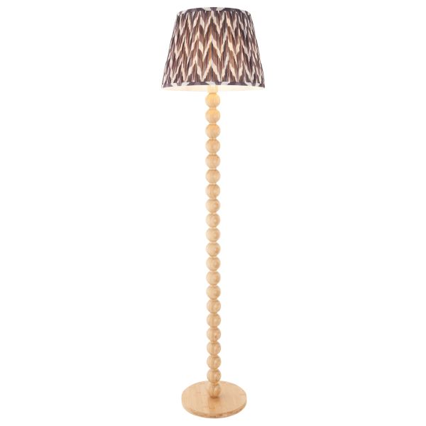 Lampa podłogowa Endon 114339 Cane & Zigzag 40cm Floor, Natural bamboo & pearl grey fabric