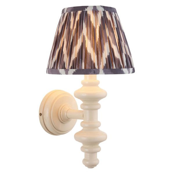 Бра Endon 114436 Carnaby & Zigzag 20cm Wall, Satin almond white paint & pearl grey fabric