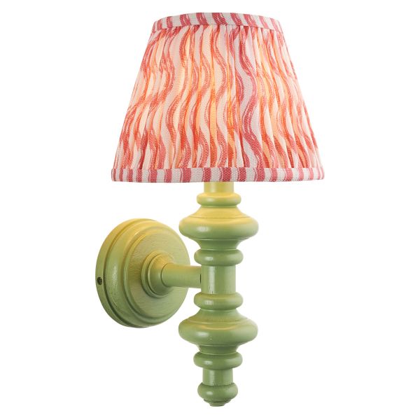 Бра Endon 114461 Carnaby & Ripple 20cm Wall, Satin cotswold green paint & coral pink fabric