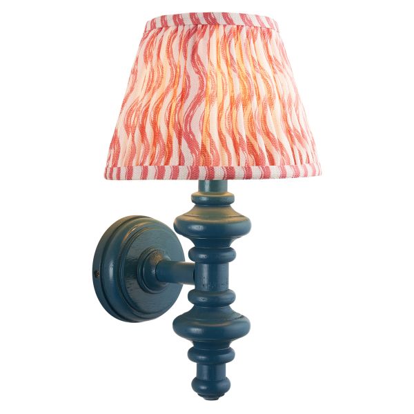 Бра Endon 114479 Carnaby & Ripple 20cm Wall, Satin marlin blue paint & coral pink fabric