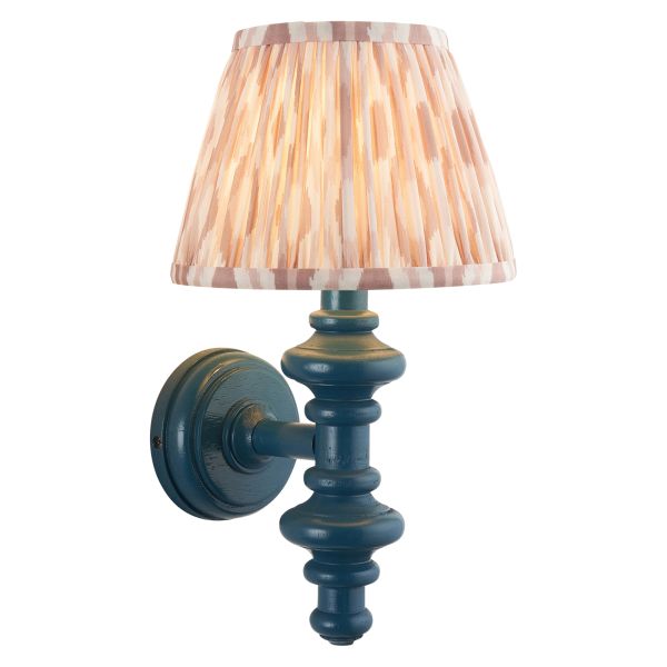 Бра Endon 114487 Carnaby & Ikat 20cm Wall, Satin marlin blue paint & neutral print fabric