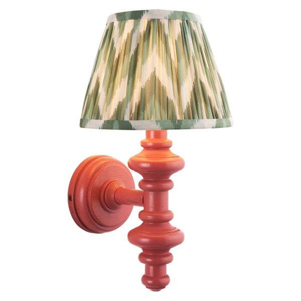 Бра Endon 114498 Carnaby & Zigzag 20cm Wall, Satin pink clay paint & cotswold green fabric