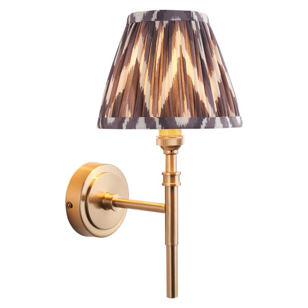 Бра Endon 114602 Chester & Zigzag 16cm Wall, Brushed aged brass plate & pearl grey fabric