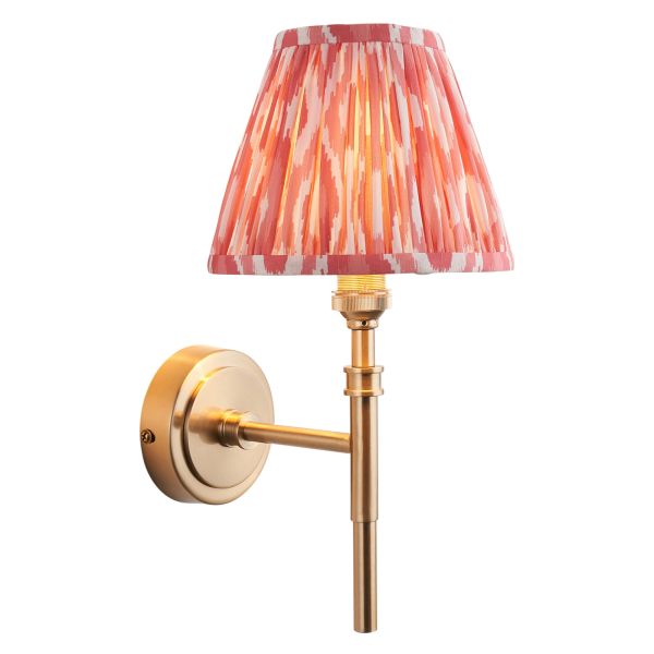 Бра Endon 114603 Chester & Ikat 16cm Wall, Brushed aged brass plate & coral pink fabric