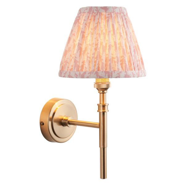 Бра Endon 114607 Chester & Leaf 16cm Wall, Brushed aged brass plate & peachy keen fabric
