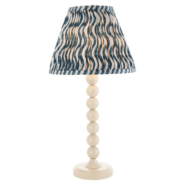 Lampa stołowa Endon 114682 Higgledy & Ripple 25cm Table, Gloss almond white paint & marlin blue fabric