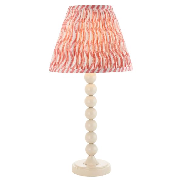 Lampa stołowa Endon 114686 Higgledy & Ripple 25cm Table, Gloss almond white paint & coral pink fabric