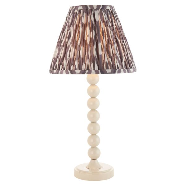 Lampa stołowa Endon 114689 Higgledy & Ikat 25cm Table, Gloss almond white paint & pearl grey fabric