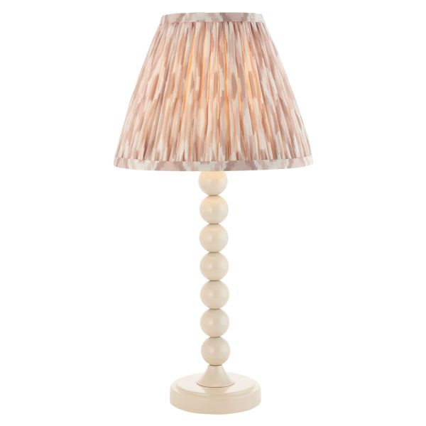 Lampa stołowa Endon 114694 Higgledy & Ikat 25cm Table, Gloss almond white paint & neutral print fabric
