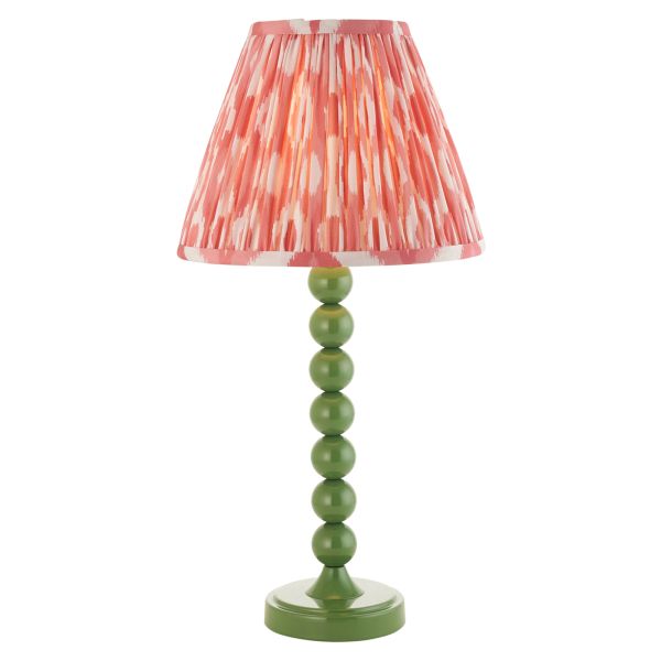 Lampa stołowa Endon 114700 Higgledy & Ikat 25cm Table, Gloss Cotswold green & coral pink fabric